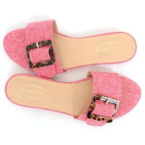 Scoop Rolie Women's 9B Pink‎ Tortoise Buckle Slide Sandal Flat Vacation Shoes